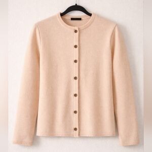 Vintage Sag Harbor Petite 100% Wool Cardigan Cream Button Front